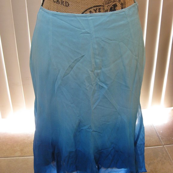 NWT Bebe blue handkerchief hem silk skirt XS extra small - Picture 3 of 9